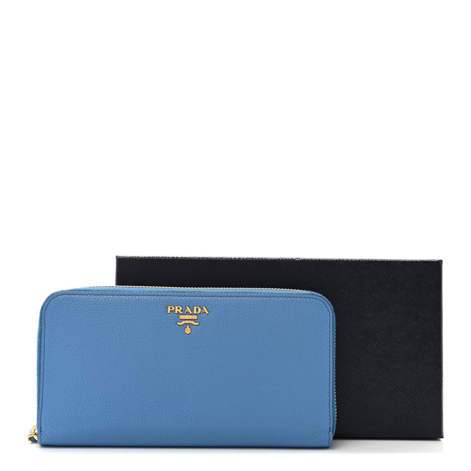 Prada Vitello Daino Zip Around Wallet Cobalto 9 of 9