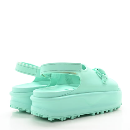 Gucci Soft Rubber Horsebit Womens Slingback Sandals 37 Teal Cyan 5 of 8