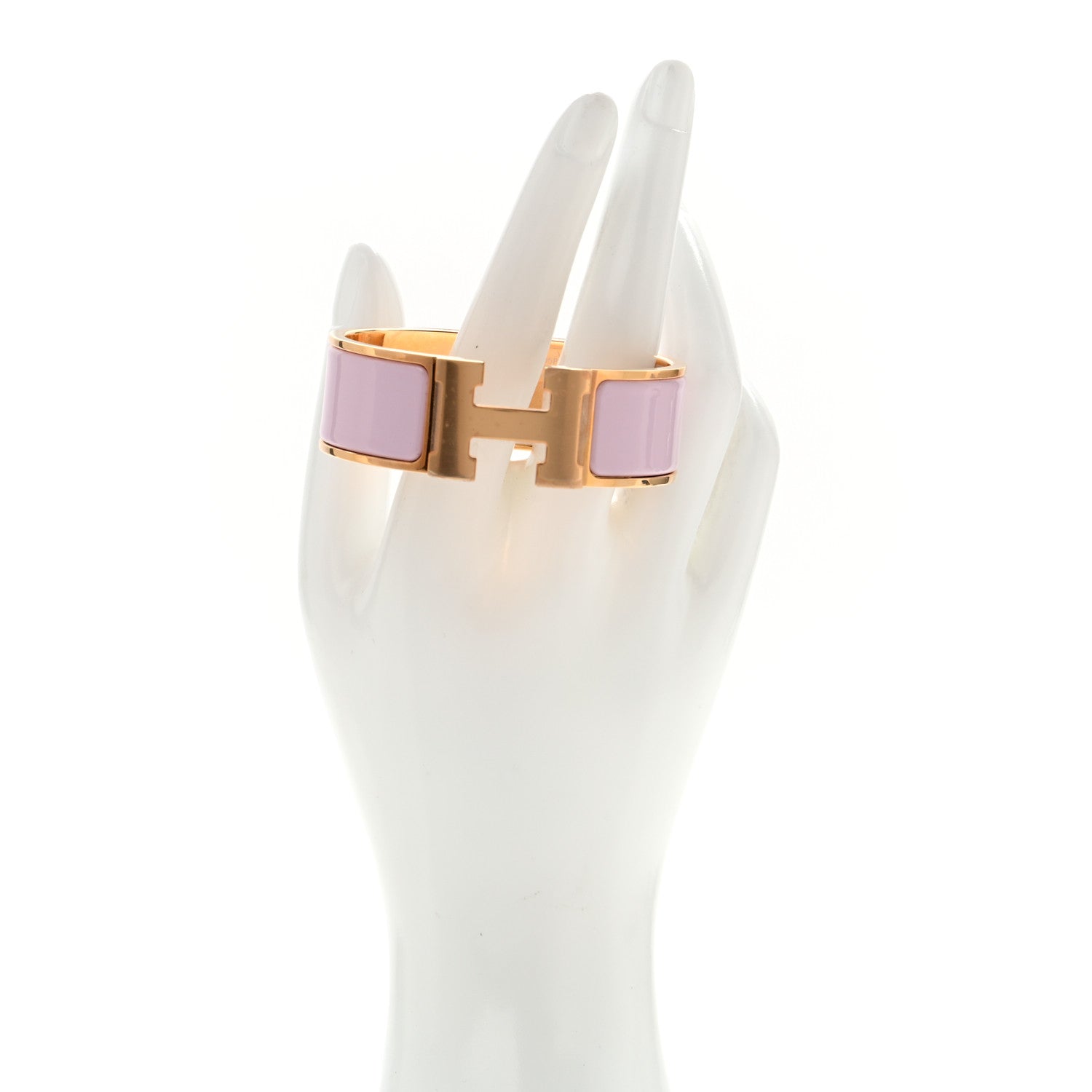 Hermes Enamel Wide Clic Clac H Bracelet PM Rose Dragee 2 of 5