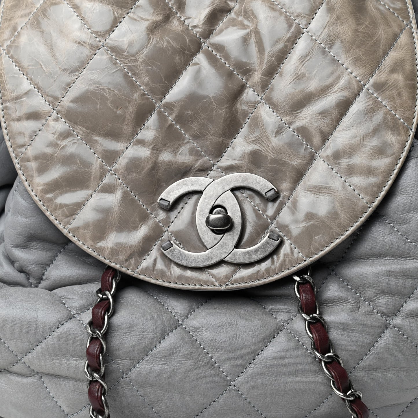 Iridescent Calfskin Quilted In The Mix Backpack Grey