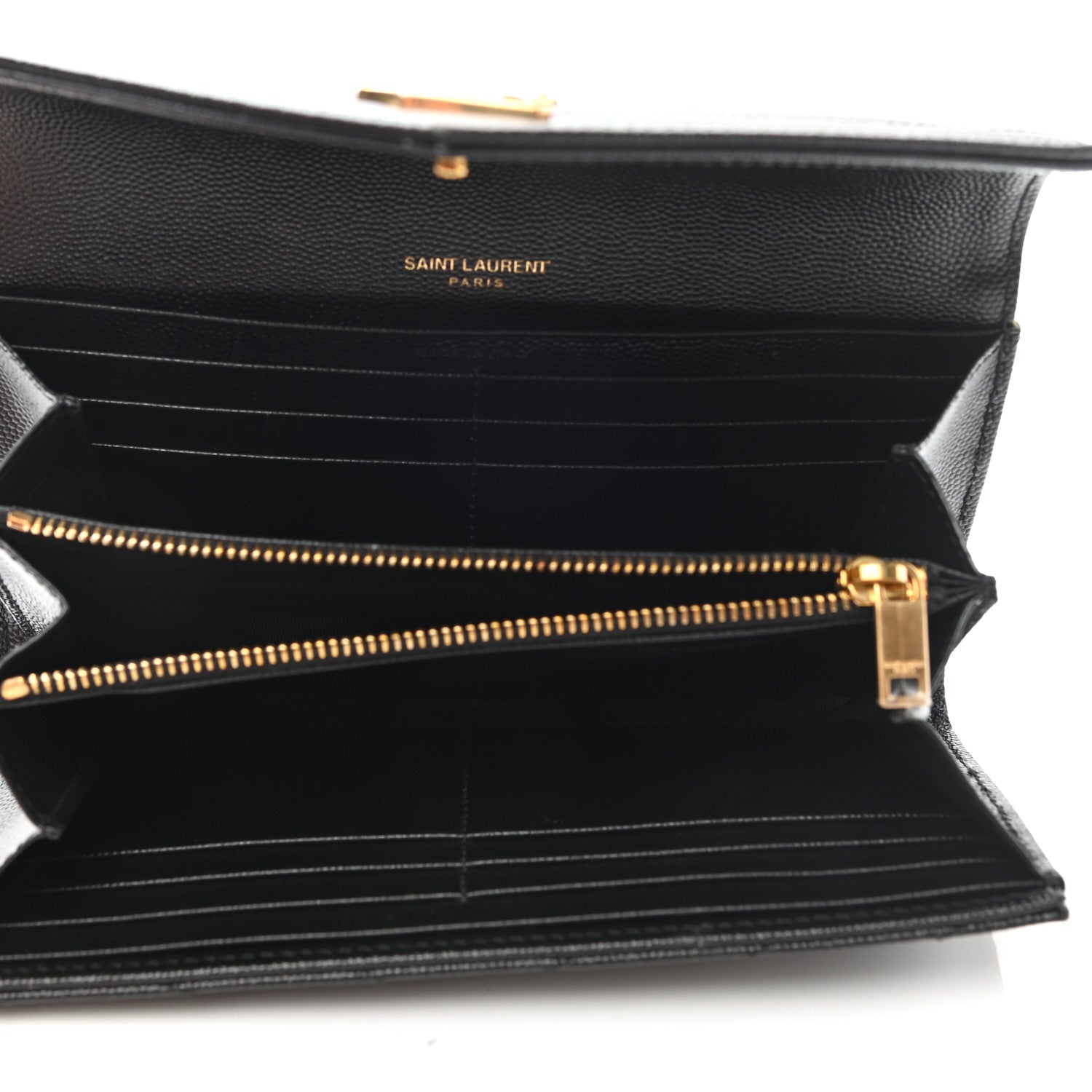 Saint Laurent Grain De Poudre Matelasse Chevron Monogram Flap Wallet Black 5 of 8