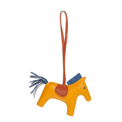 Hermes Milo Lambskin Grigri Rodeo Horse Bag Charm MM Jaune D'Or Bleu Agate Cornaline 1 of 3