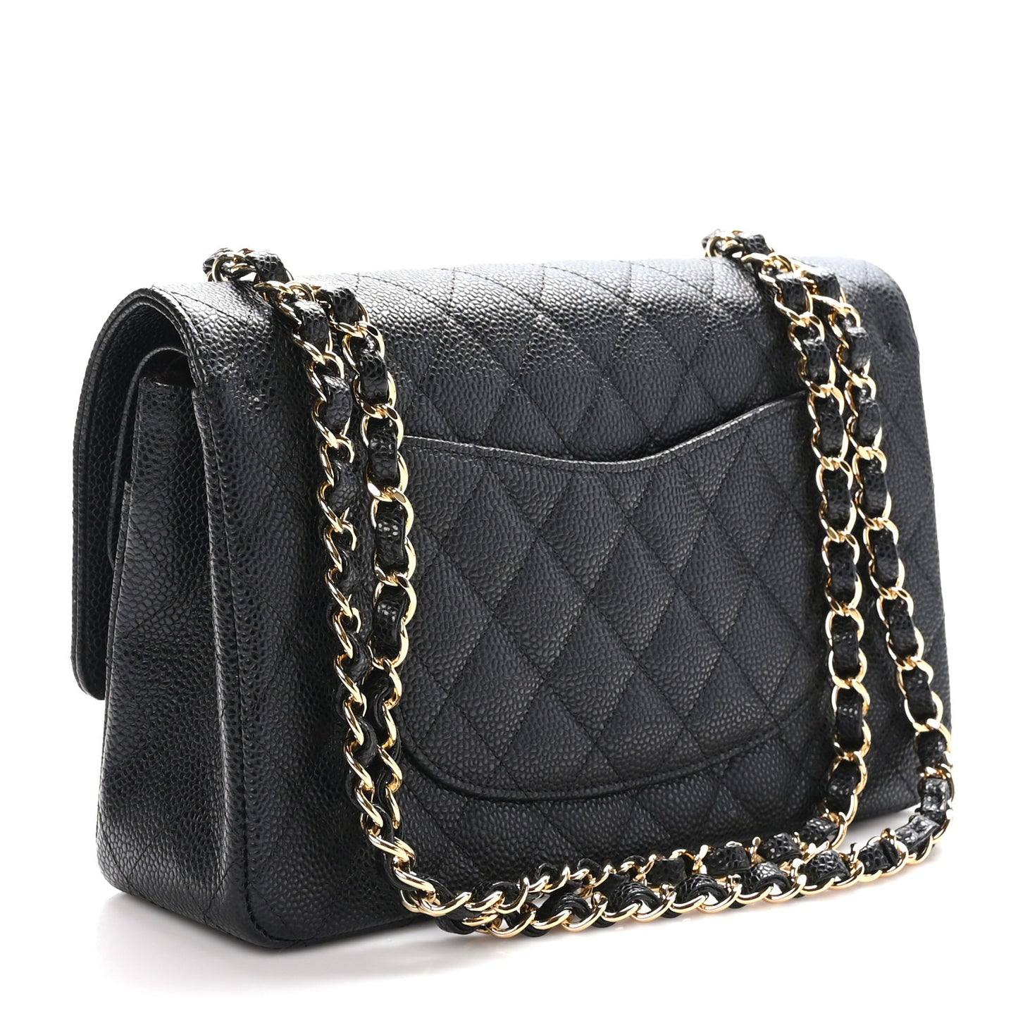 Caviar Quilted Medium Double Flap Black