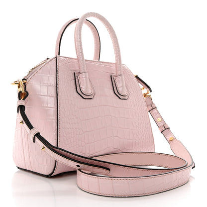 Givenchy Calfskin Crocodile Embossed Mini Antigona Pink 2 of 10