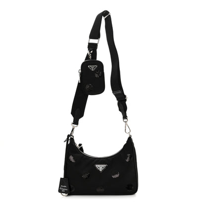 Prada Nylon Sequin Embellished Polka Dot Re-Edition 2005 Shoulder Bag Black 1 of 10