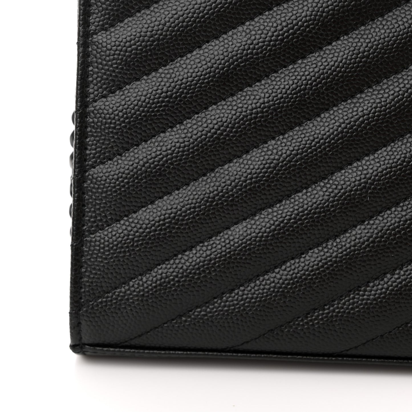 Grain De Poudre Matelasse Chevron Monogram Monochrome Chain Wallet Black