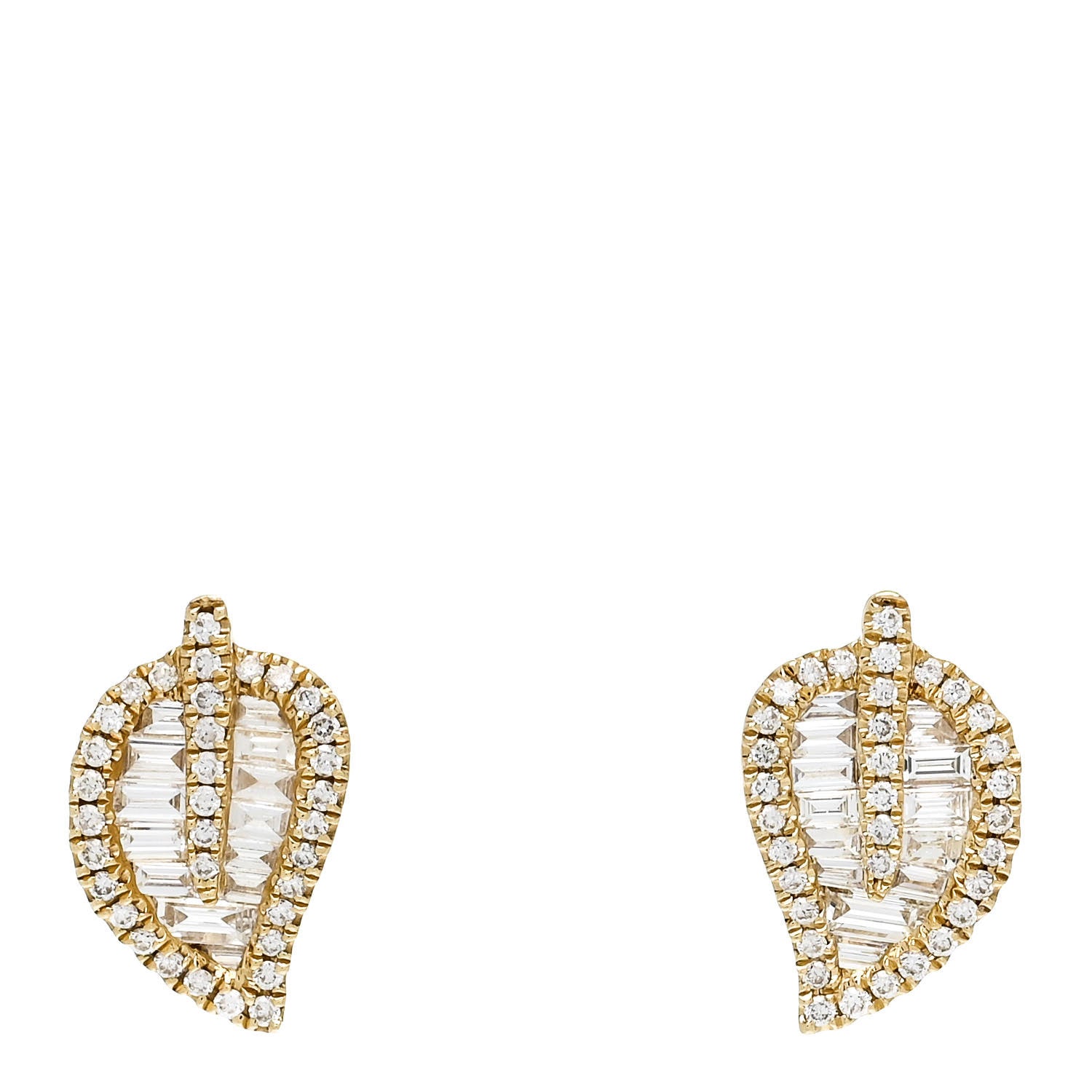 Anita Ko 18K Yellow Gold Diamond Small Palm Leaf Stud Earrings 1 of 5