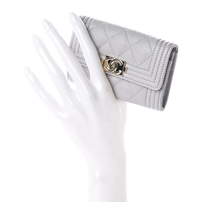 Chanel Caviar Quilted Boy Flap Card Holder Grey 2 of 8