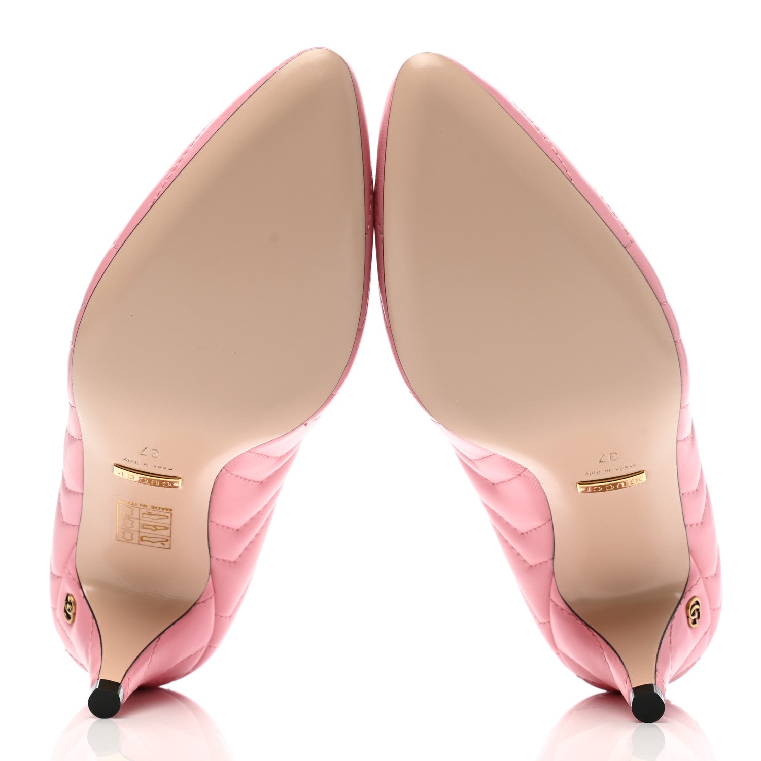 Gucci Nappa Charlotte Chevron Matelasse Double G 75mm Pumps 37 Wild Rose 5 of 8