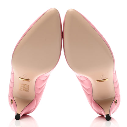 Gucci Nappa Charlotte Chevron Matelasse Double G 75mm Pumps 37 Wild Rose 5 of 8