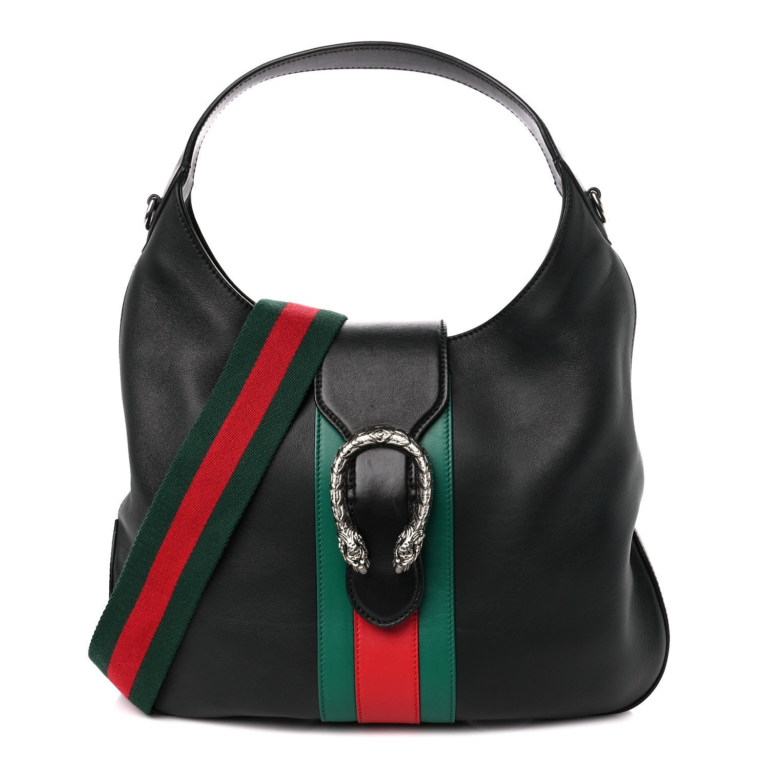 Gucci Calfskin Web Stripe Medium Dionysus Hobo Black 1 of 11