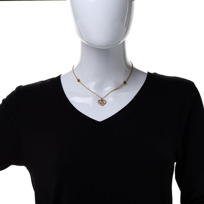 Christian Dior Crystal Heart Necklace Gold 2 of 6