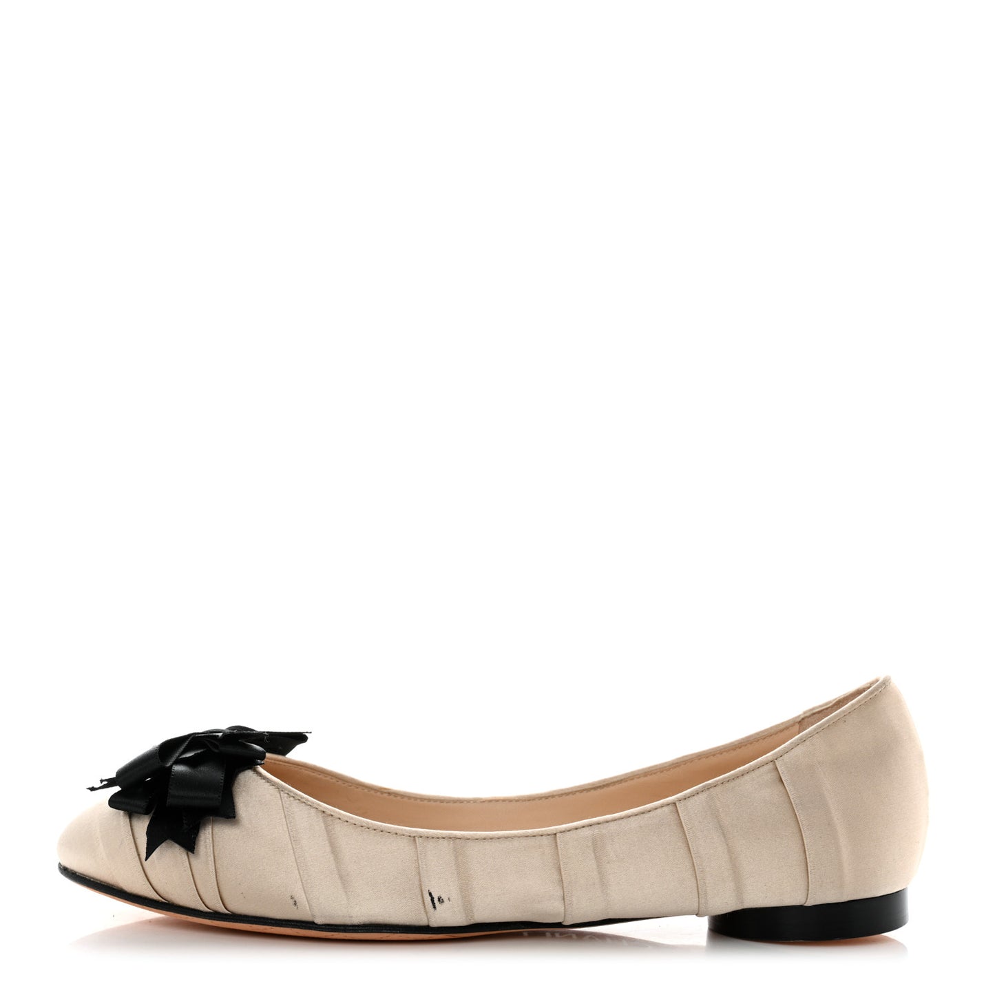 Satin CC Bow Flats 41 Beige