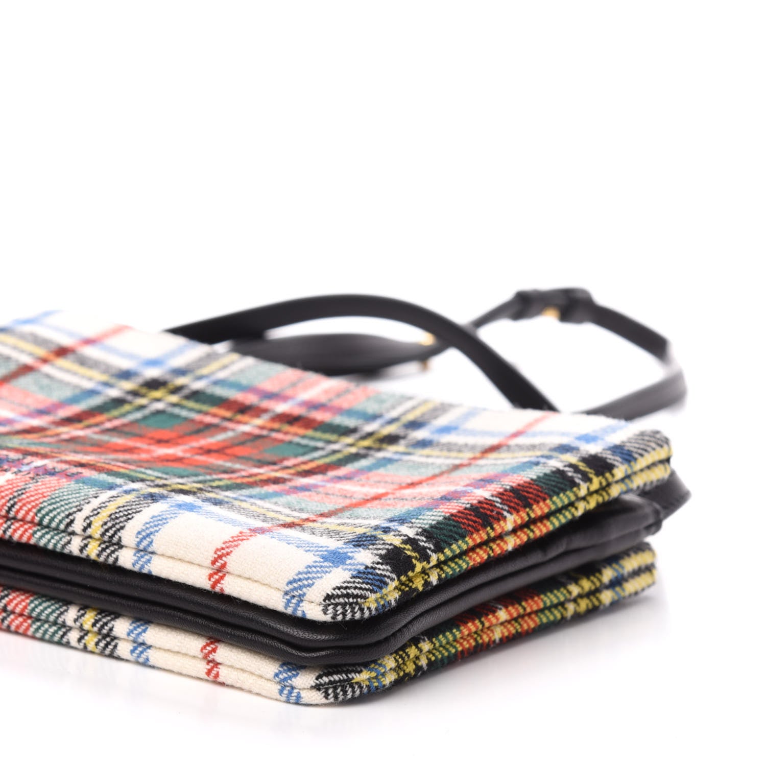 Celine Tartan Felt Plaid Small Trio Crossbody Bag Red Blue 10 of 11