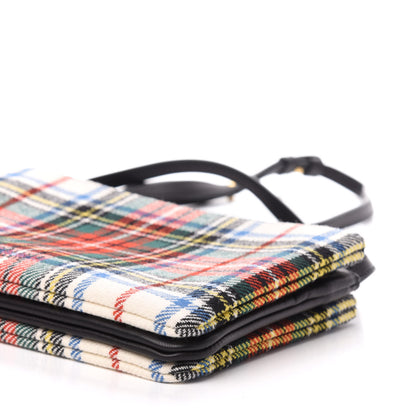 Celine Tartan Felt Plaid Small Trio Crossbody Bag Red Blue 10 of 11