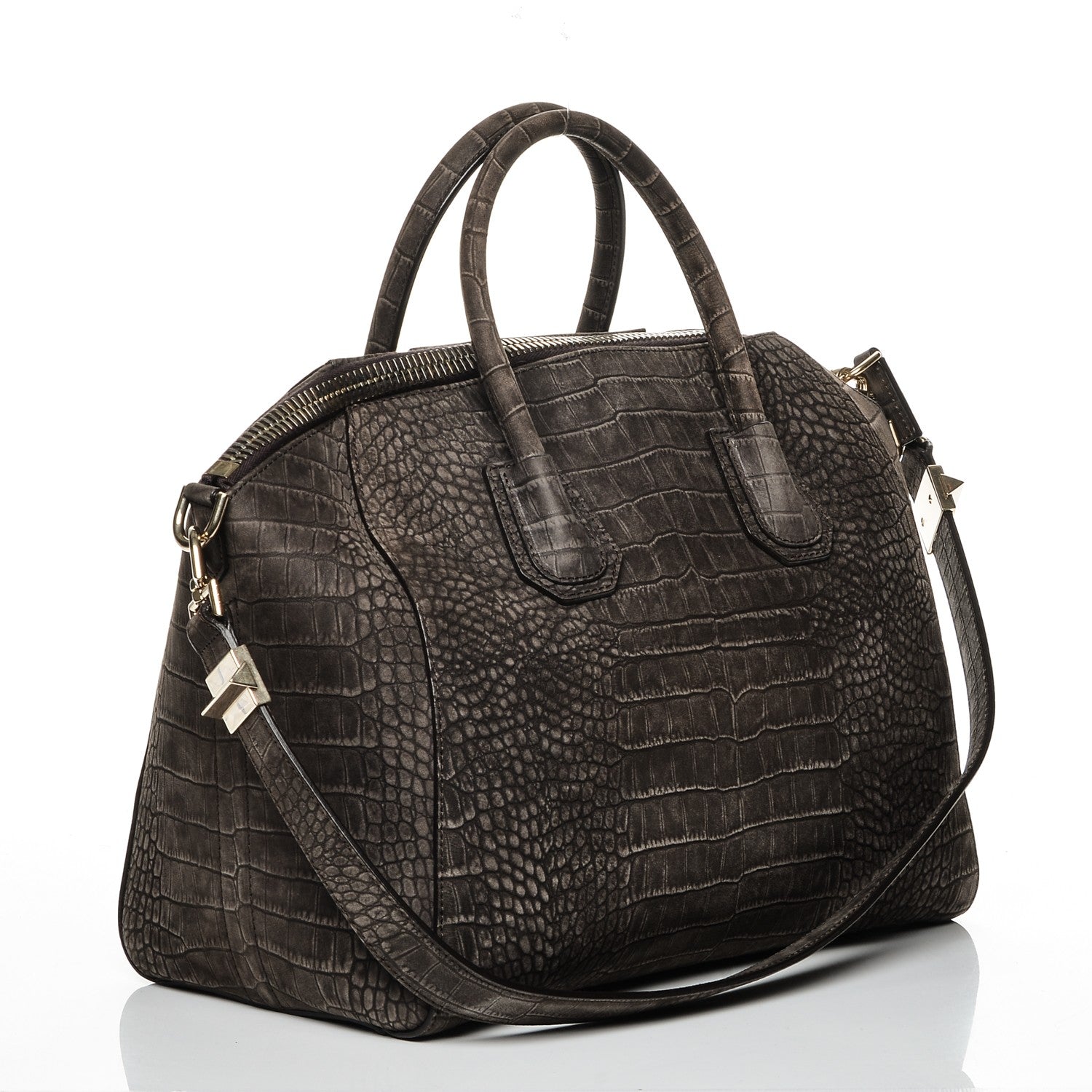 Givenchy Nubuck Crocodile Embossed Medium Antigona Brown 3 of 7