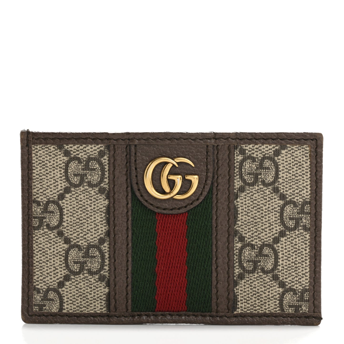 GG Supreme Monogram Ophidia Card Holder Brown