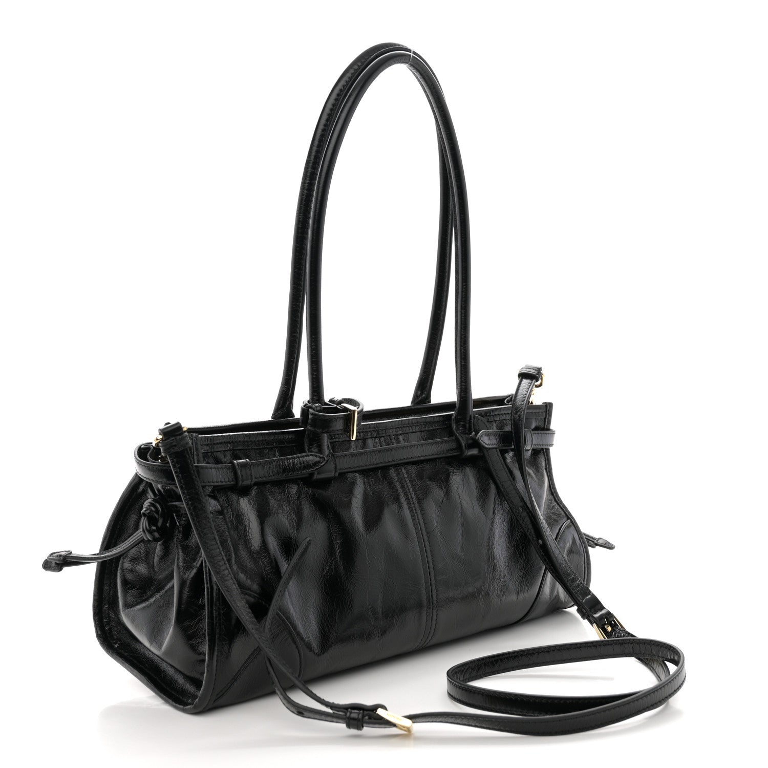 Prada Shiny Nappa Medium Shoulder Bag Black 3 of 10