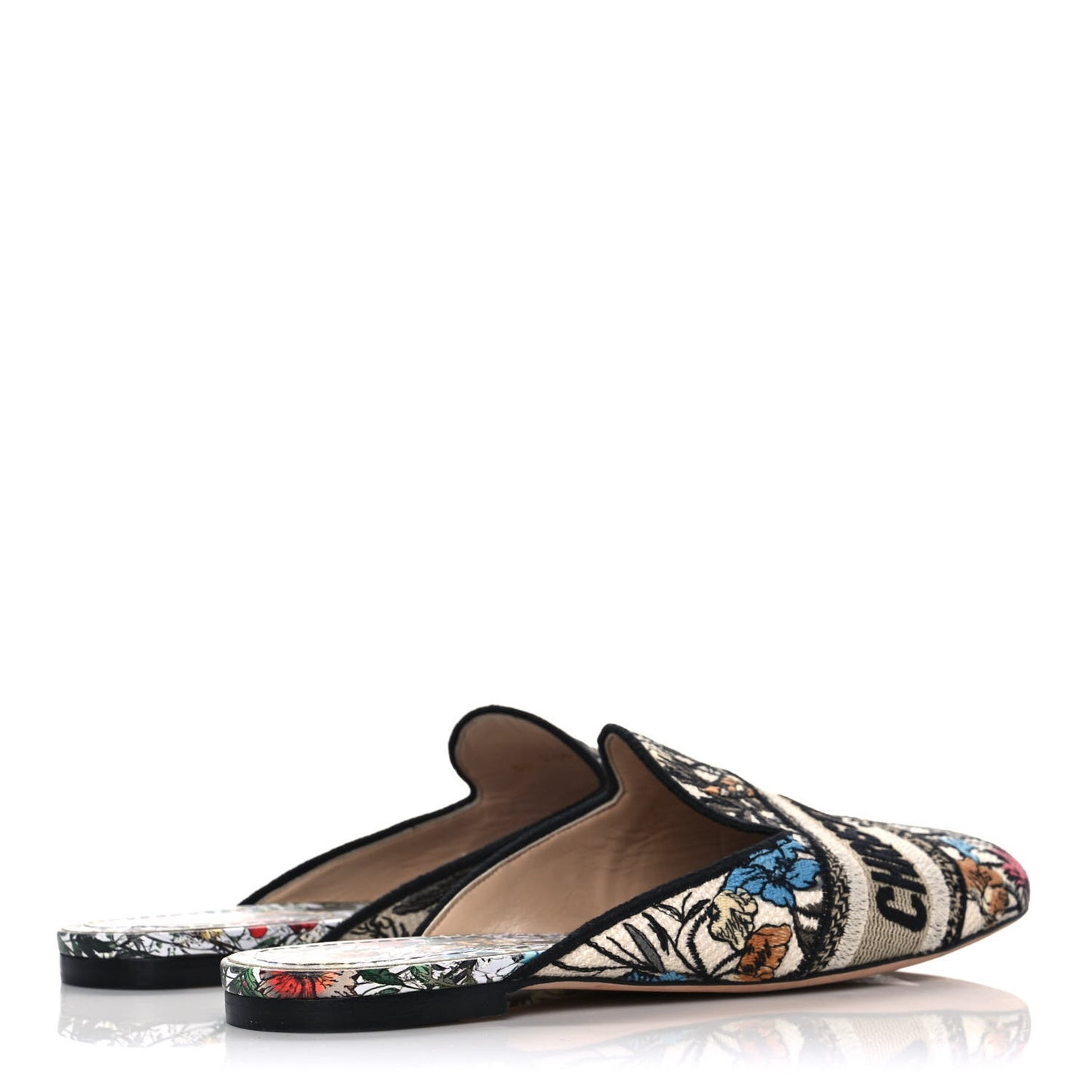 Canvas Cotton Embroidered Mille Fleurs Dioriviera Mules 38 Multicolor