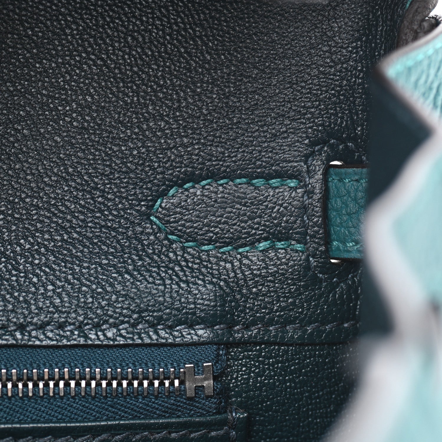 Hermes Togo Verso Birkin 25 Vert Bosphore Bleu Ocean 19 of 32