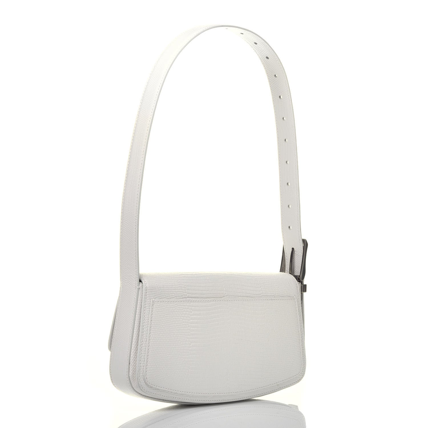 Balenciaga Patent Calfskin Lizard Embossed Ghost Sling Bag Optic White 3 of 12
