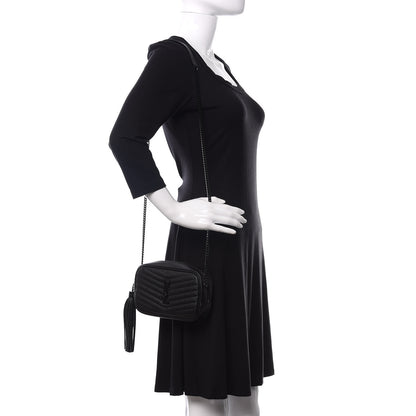Saint Laurent Grain De Poudre Matelasse Monogram Mini Lou Camera Bag Black 2 of 10