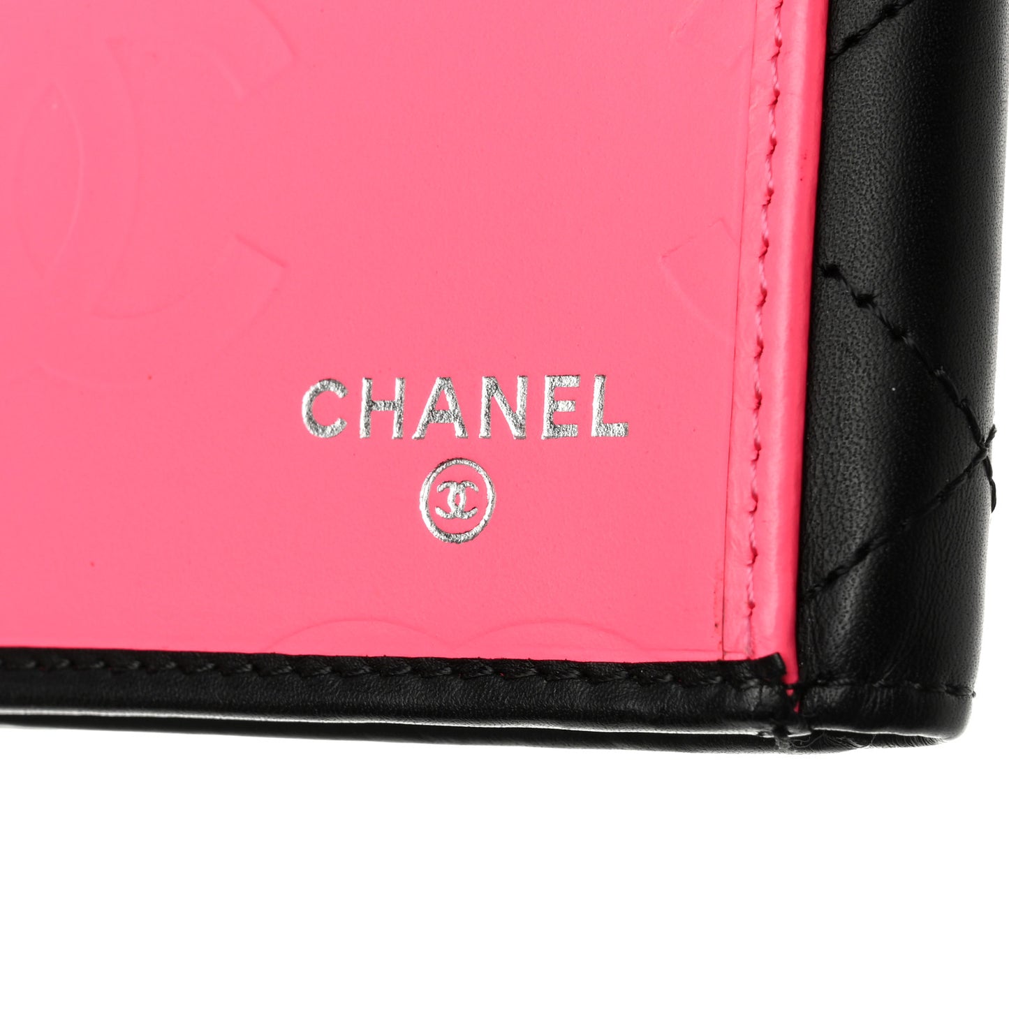Calfskin Quilted Cambon Long Double Wallet Black