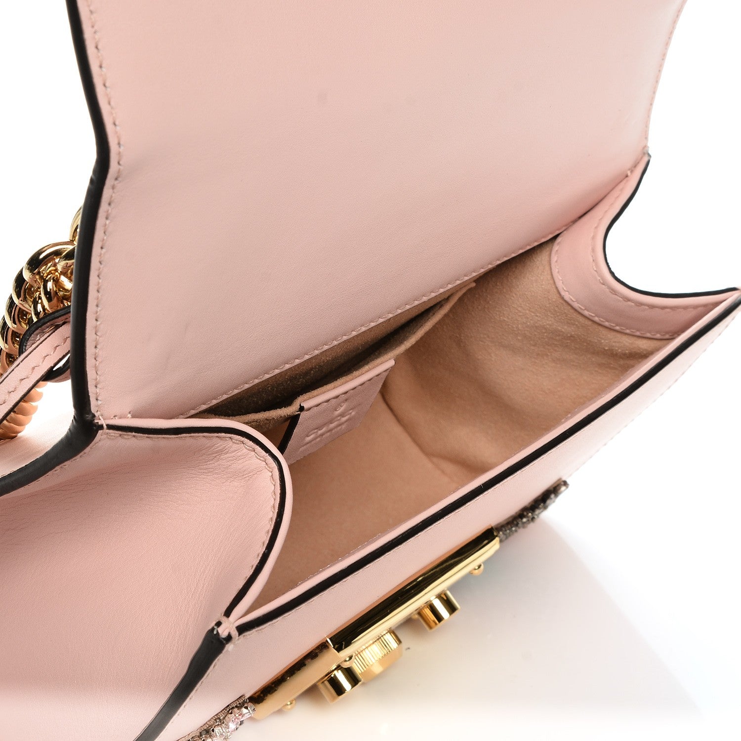 Gucci Calfskin Crystal Star Embroidered Small Padlock Shoulder Bag Perfect Pink Multicolor 5 of 7