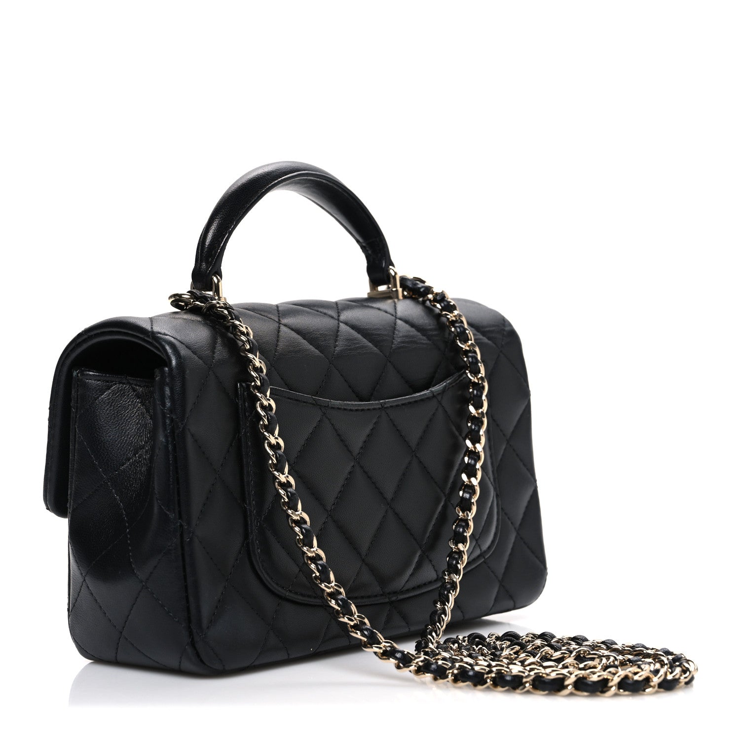 Chanel Lambskin Quilted Mini Top Handle Rectangular Flap Black 3 of 11