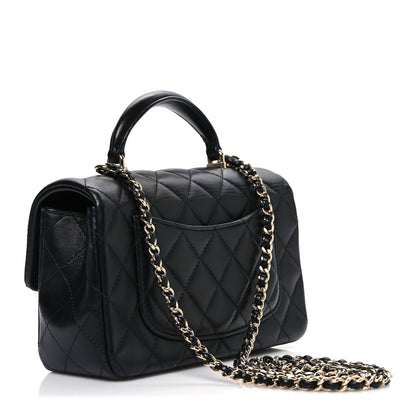 Chanel Lambskin Quilted Mini Top Handle Rectangular Flap Black 3 of 11