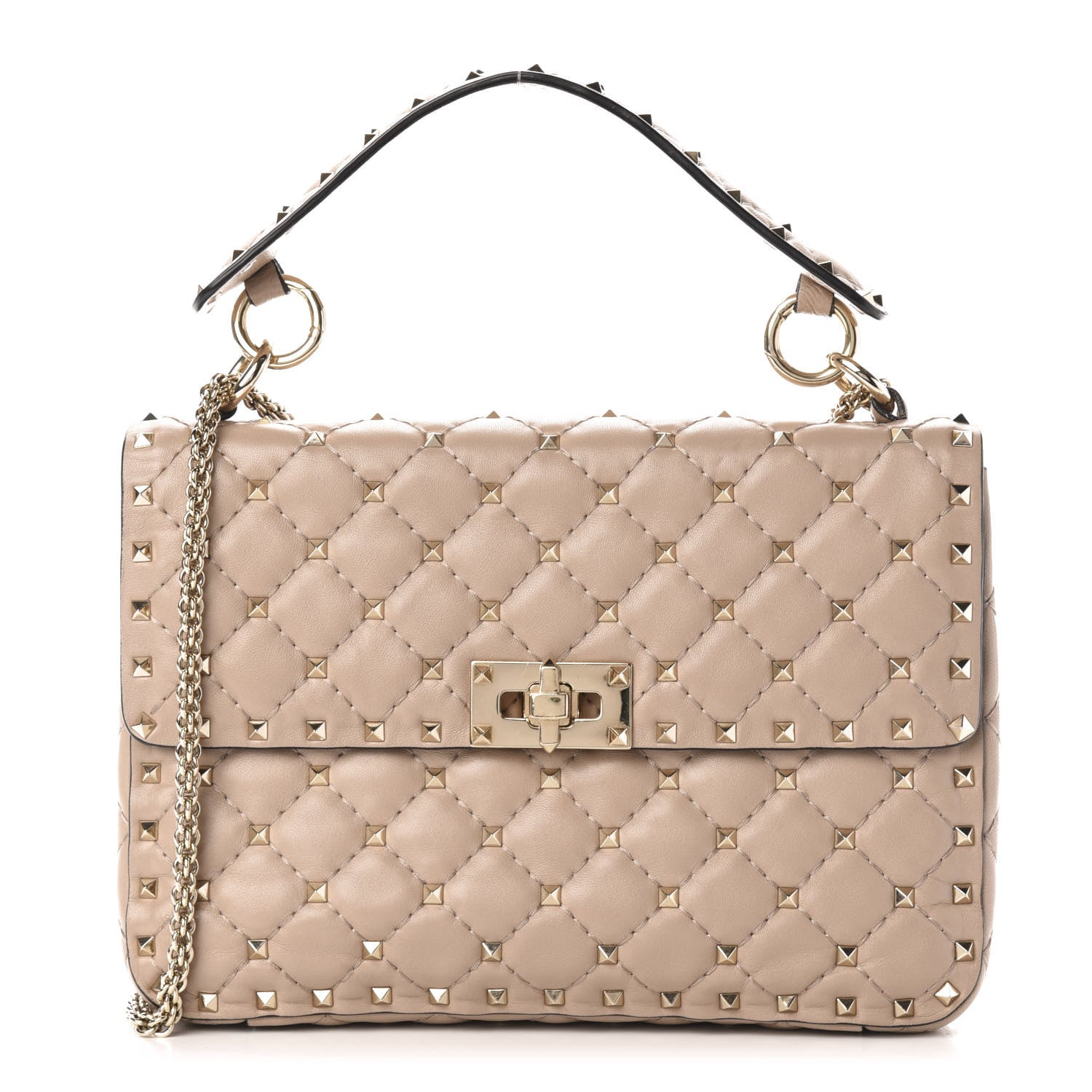 Valentino Garavani Lambskin Medium Rockstud Spike Shoulder Bag Poudre 1 of 11
