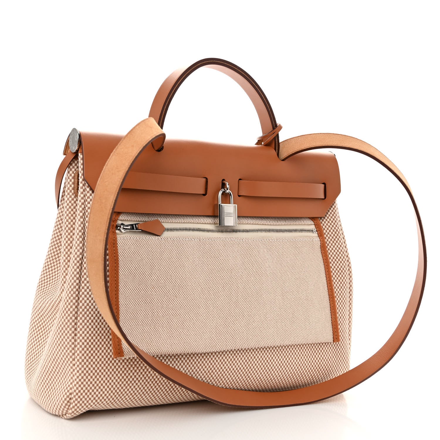 Hermes Vache Hunter Criss Viking Herbag Zip Retourne 31 PM Ecru Beige Naturel 3 of 9