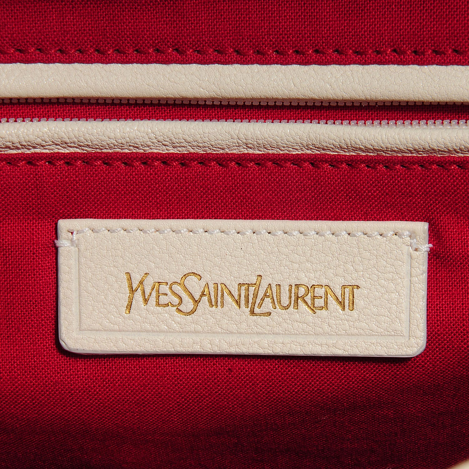 Saint Laurent Leather Linen Fringe Medium Cabas ChYc Red 7 of 9