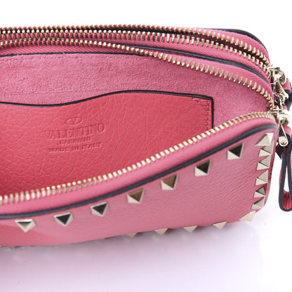 Valentino Garavani Pebbled Calfskin Rockstud Chain Pouch Shoulder Bag Shadow Pink 9 of 10