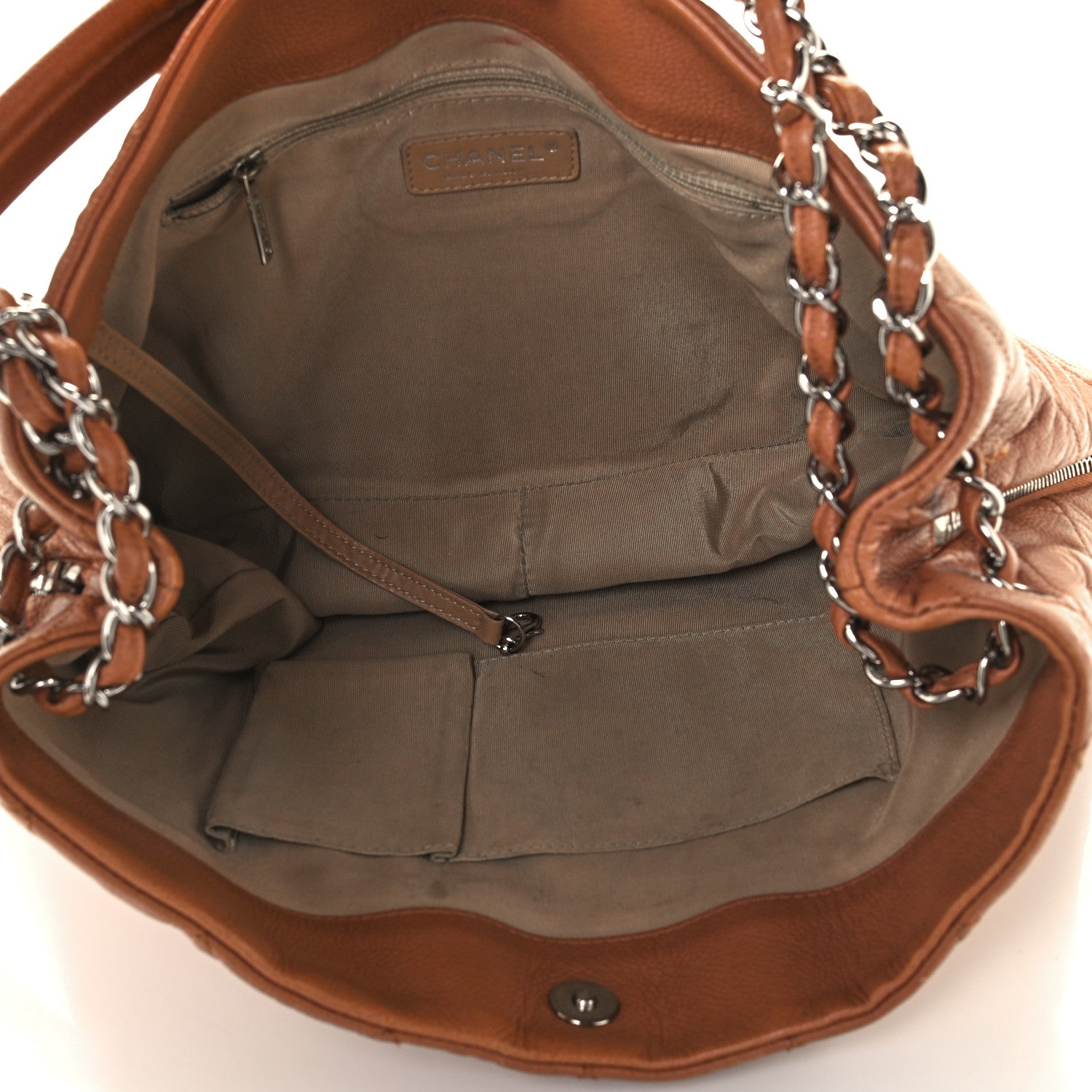Chanel Caviar Quilted Expandable Zip Shoulder Bag Brown 5 of 11