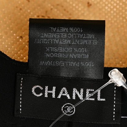 Chanel Straw Ribbon Fedora Hat L Beige Multicolor 8 of 8