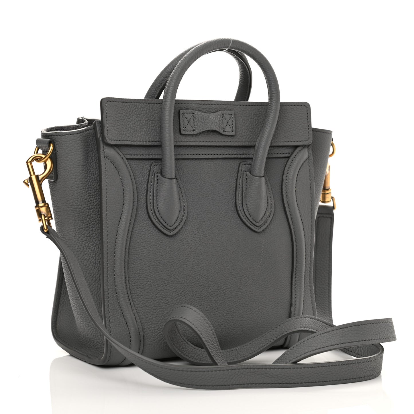 Drummed Calfskin Nano Luggage Kohl