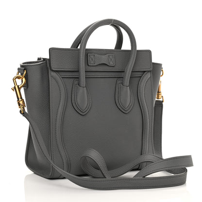 Celine Drummed Calfskin Nano Luggage Kohl 3 of 13