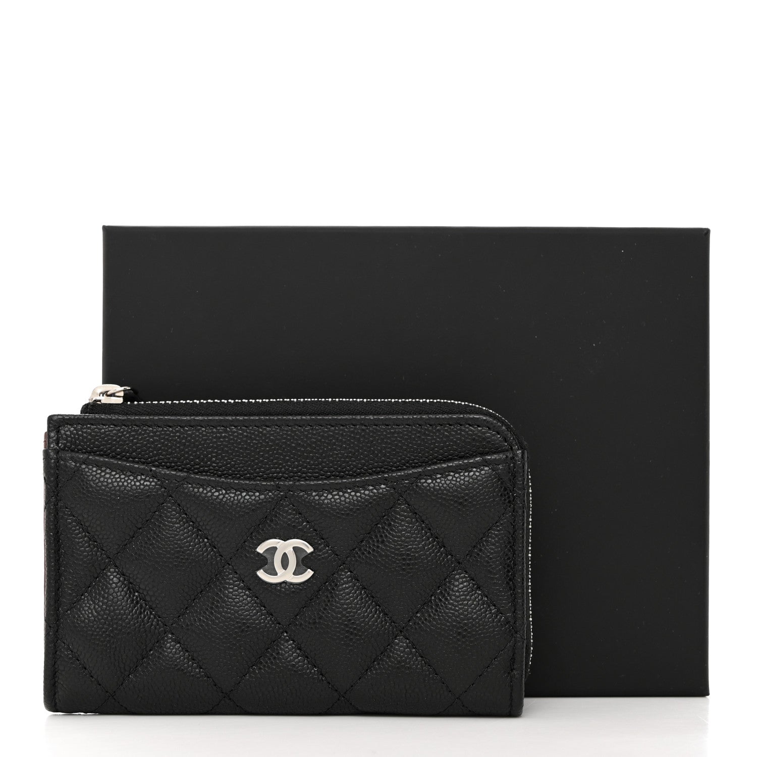 Chanel Caviar Quilted CC Zip Around Card Holder Black 3 of 8