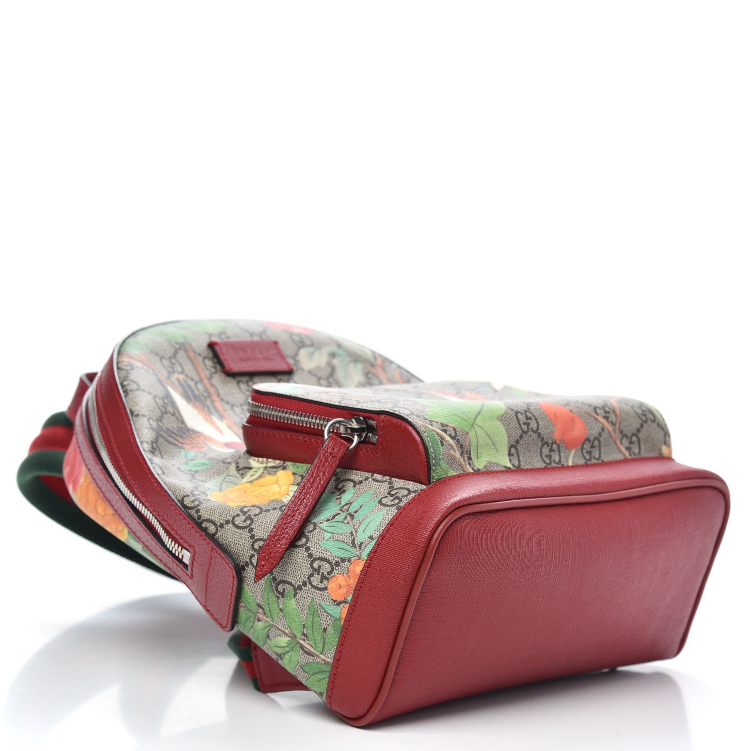 Gucci GG Supreme Monogram Tian Web Small Day Backpack Beige Multicolor Red 4 of 11