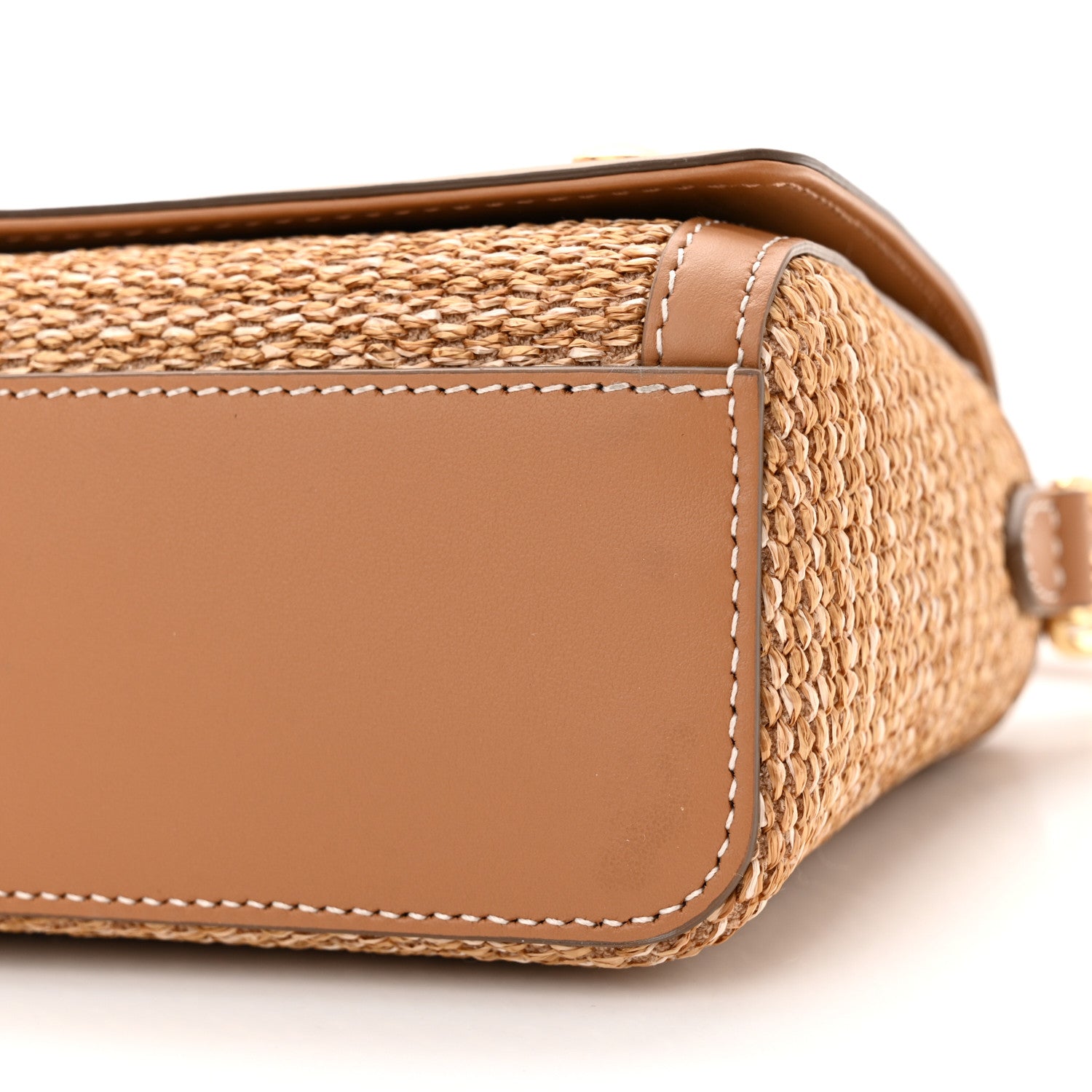 Burberry Raffia Calfskin TB Note Crossbody Bag Natural 10 of 10