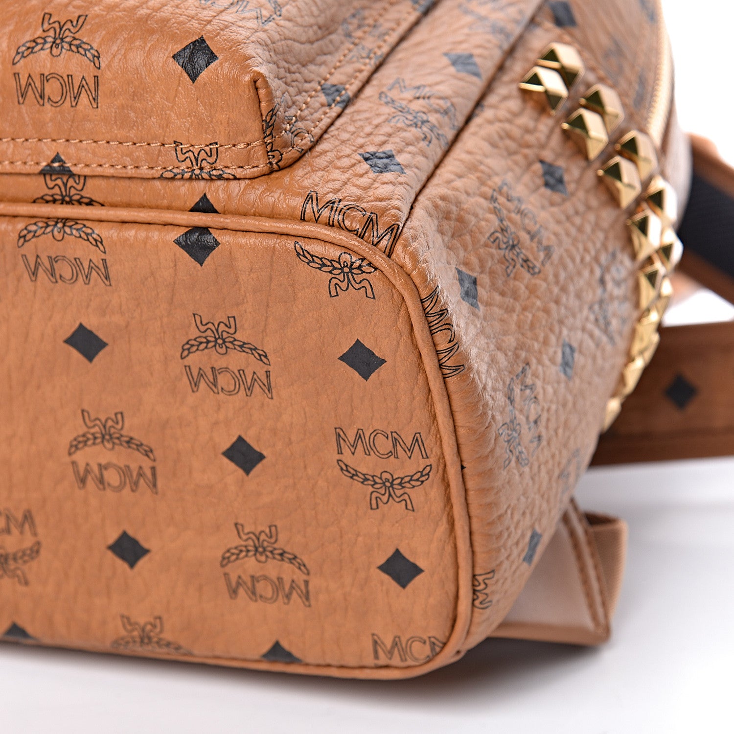 MCM Visetos Small Side Stud Stark Backpack Cognac 10 of 11