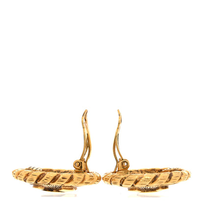Chanel CC Hammered Medallion Clip On Earrings Gold 3 of 5