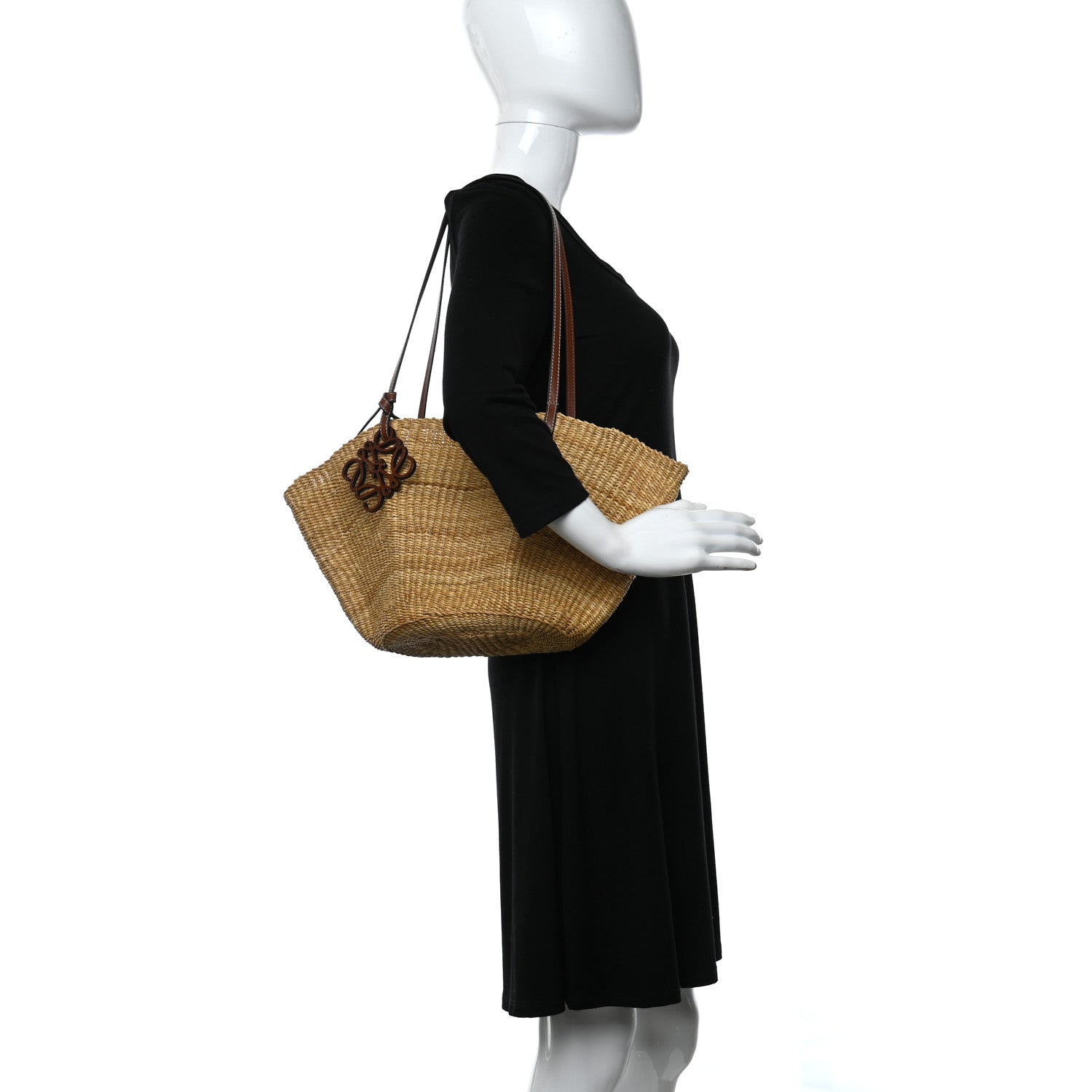 Loewe Calfskin Raffia Paulas Ibiza Small Basket Tote Bag Natural Tan 2 of 8