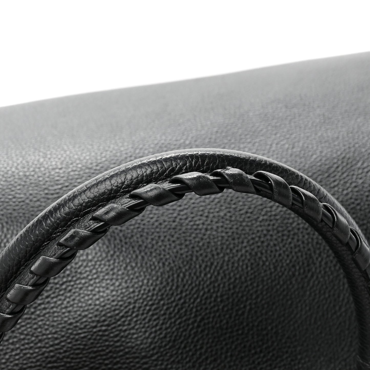 Grained Calfskin Neo Classic Black Hardware Large Top Handle Bag Black