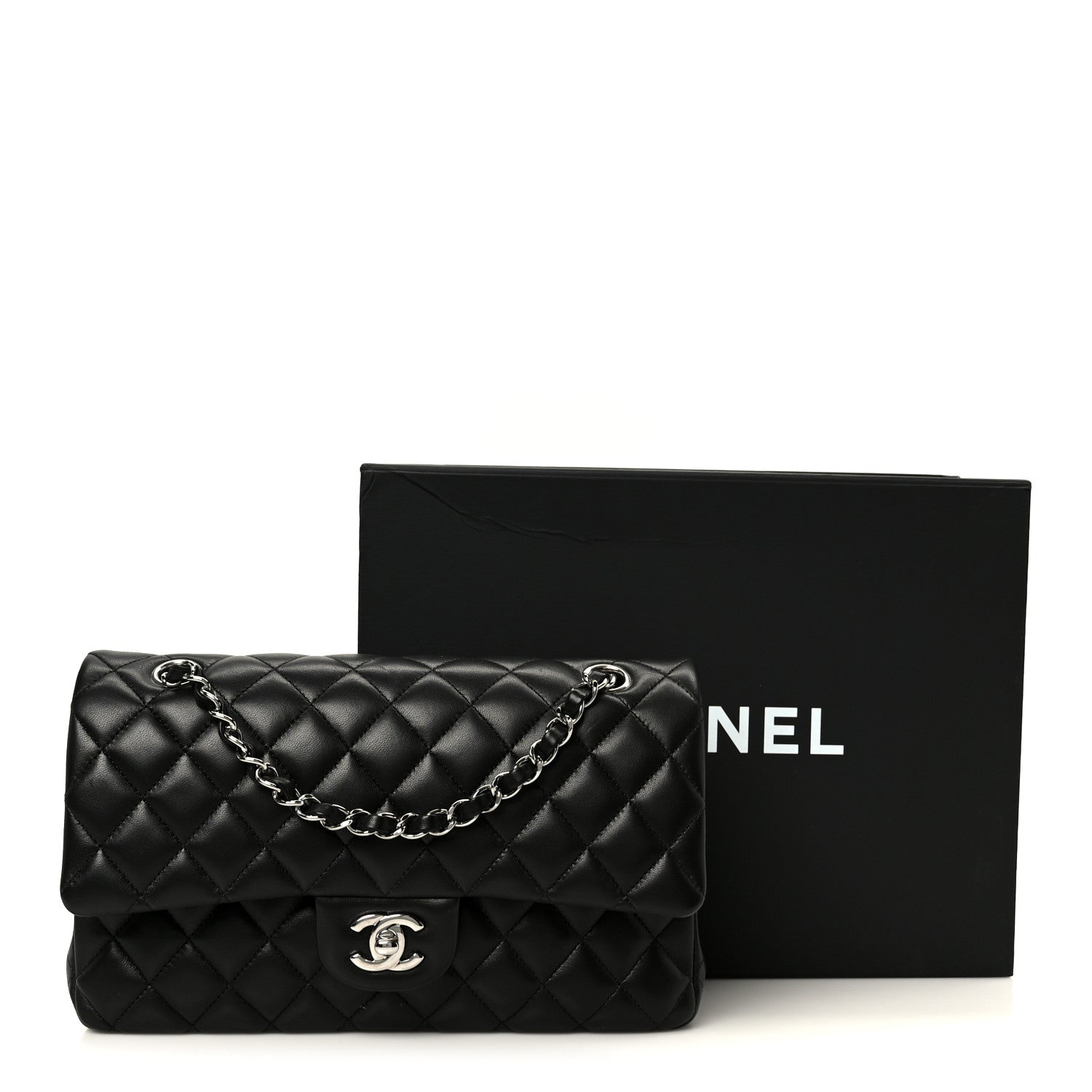 Chanel Lambskin Quilted Medium Double Flap Black 12 of 12