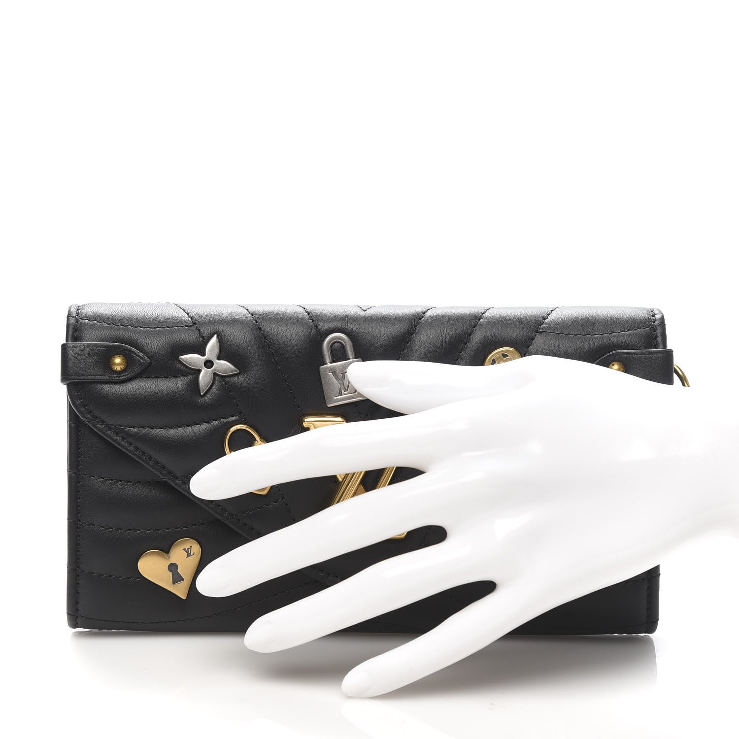 Louis Vuitton Calfskin Love Lock New Wave Long Wallet Black 2 of 7