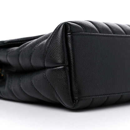 Saint Laurent Grain de Poudre Calfskin Y Quilted Monogram Small Loulou Chain Satchel Black 9 of 10