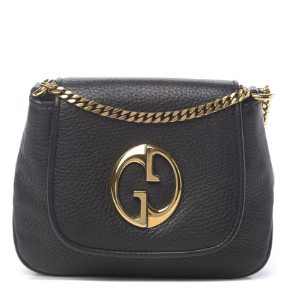 Gucci Pebbled Calfskin Small 1973 Chain Shoulder Bag Black 1 of 11