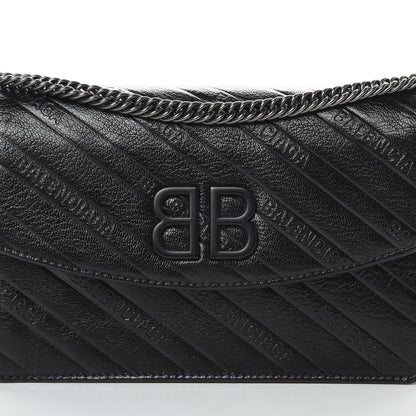 Balenciaga Shiny Goatskin Logo Embossed Monochrome BB Wallet On Chain Black 8 of 11